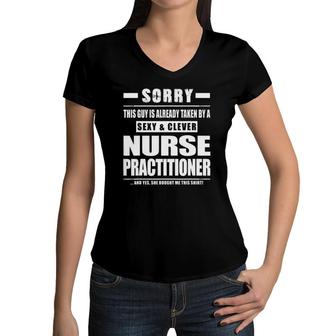 Nurse Practitioner Gift For Boyfriend Husband Fiance Women V-Neck T-Shirt | Mazezy
