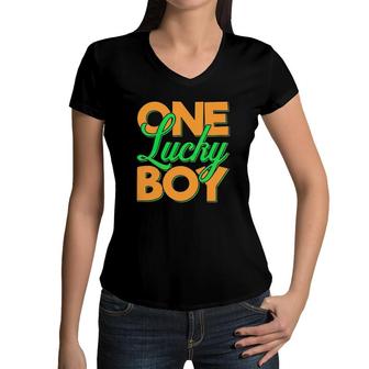 One Lucky Boy Gift St Patrick's Day Women V-Neck T-Shirt | Mazezy