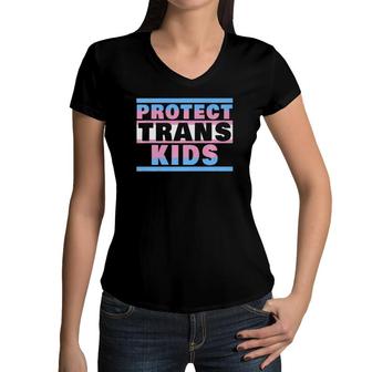Protect Trans Kids Transgender Flag Protect Trans Kids Premium Women V-Neck T-Shirt | Mazezy