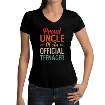 Proud Uncle Of Official Teenager Birthday 13Th Birthday Boys Women V-Neck T-Shirt | Mazezy