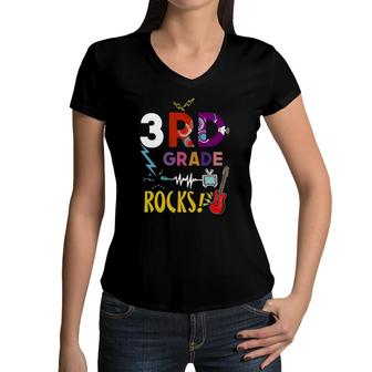 Ready To Rock 3Rd Grade Third Teacher Kids Back Women V-Neck T-Shirt | Mazezy