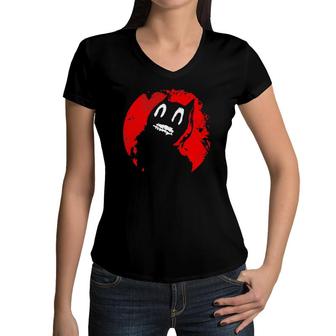 Red Cartoon Cat Costume For Kids Boys Scary Bloody Halloween Women V-Neck T-Shirt | Mazezy