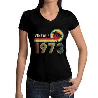 Retro Vintage 1973 49Th Birthday Boys Girls Women V-Neck T-Shirt | Mazezy