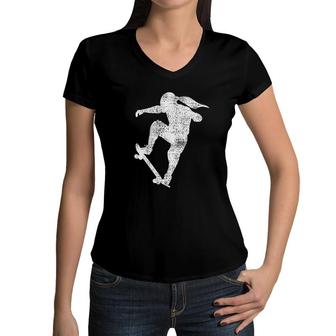 Skater Girl Skateboard Gift Skateboarder Women V-Neck T-Shirt | Mazezy
