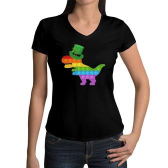 St Patrick's Day Pop It Fidget Toy Leprechaun Boys Girls Women V-Neck T-Shirt | Mazezy