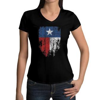 Texas Women Men Kids Distressed Texas State Flag Women V-Neck T-Shirt | Mazezy