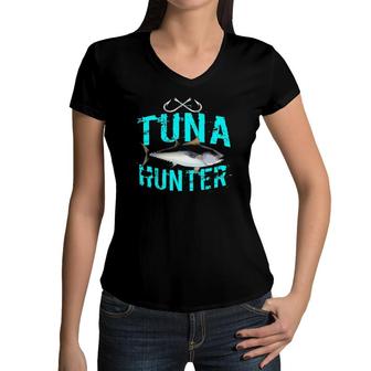 Tuna Fishing Saltwater Fish Fisherman Gift Men Women Kids Women V-Neck T-Shirt | Mazezy