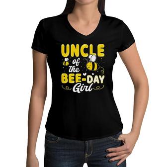 Uncle Of The Bee Day Girl Hive Party Matching Birthday Premium Women V-Neck T-Shirt | Mazezy