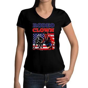 Vintage Rodeo Clown Western Texas Cowboy Style Women V-Neck T-Shirt | Mazezy