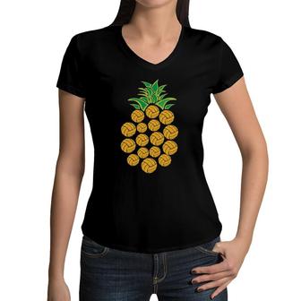 Volleyball S For Teen Girls Retro Pineapple Cool Gift Women V-Neck T-Shirt | Mazezy
