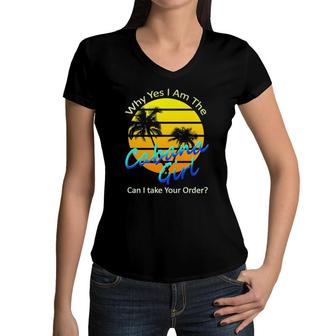 Why Yes I Am The Cabana Girl Pool Party Women V-Neck T-Shirt | Mazezy