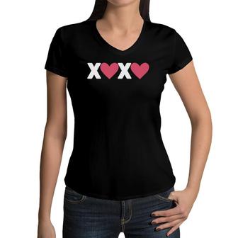 Xoxo Hearts Hugs And Kisses Funny Valentine's Day Boys Girls Women V-Neck T-Shirt