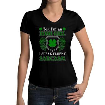Yes I Am An Irish Girl Women V-Neck T-Shirt | Mazezy