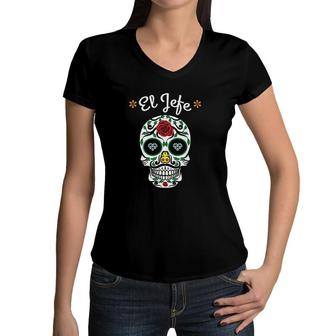 Yo Soy El Jefe Dia De Los Muertos Day Of The Dead For Men Art Women V-Neck T-Shirt - Seseable