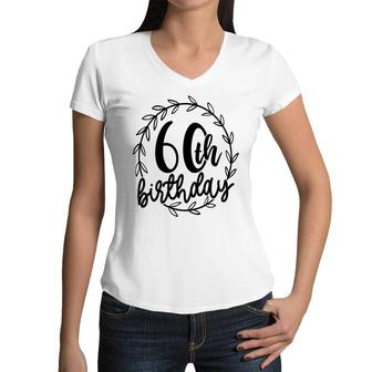 60Th Birthday Circle Black Women V-Neck T-Shirt - Seseable