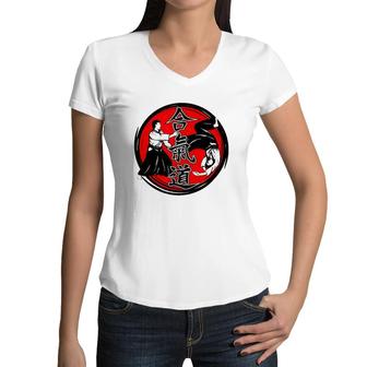 Aikido Gift Martial Arts Gift Women V-Neck T-Shirt | Mazezy