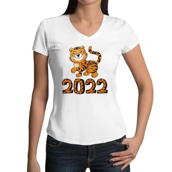 Chinese Zodiac Year Of The Tiger Chinese New Year 2022 Boys Women V-Neck T-Shirt | Mazezy