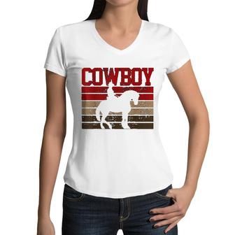 Cowboy Rodeo Horse Gift Country Women V-Neck T-Shirt | Mazezy