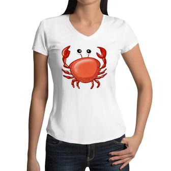 Cute Crab For Kids Ocean Animal Sea Creature Funny Crabs Women V-Neck T-Shirt | Mazezy