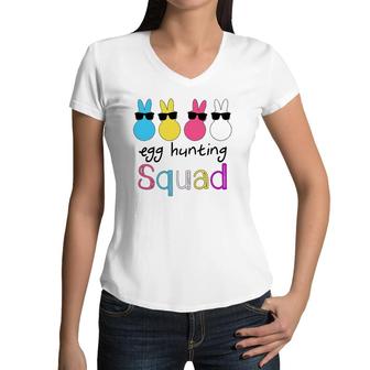 Easter Bunnies Egg Hunting Squad Girls Boys Women V-Neck T-Shirt | Mazezy