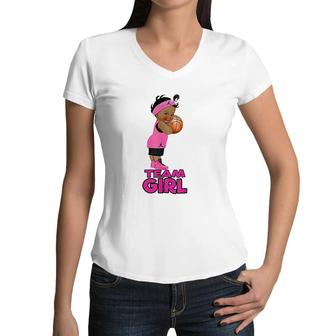 Ethnic Basketball Team Girl Women V-Neck T-Shirt | Mazezy