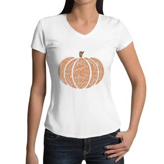 Fall Pumpkin Shirts Womens Casual Autumn Thanksgiving Graphic Halloween Great Women V-Neck T-Shirt - Seseable