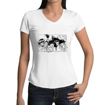 Flapper Girls 1920s History Women V-Neck T-Shirt | Mazezy