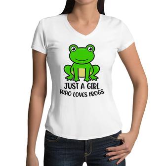 Frog Frog Girl Just A Girl Who Likes Frogs Women V-Neck T-Shirt | Mazezy