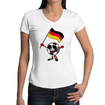 Germany Football Soccer Ball Fan For Boys Girls Women V-Neck T-Shirt | Mazezy