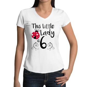 Kids 6 Years Old Ladybug Birthday Party Lady Bug Party 6Th Gift Women V-Neck T-Shirt | Mazezy