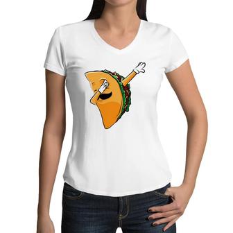 Kids Dabing Taco Boys Vintage Women V-Neck T-Shirt | Mazezy