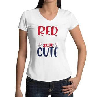 Kids Toddler 4Th Of July Outfit Boy And Girl Red White And Cute Women V-Neck T-Shirt | Mazezy