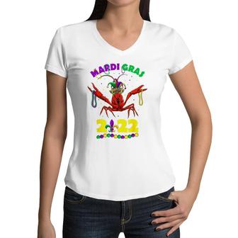 Mardi Gras 2022 Crawfish Kids Girls Boys Men Women Women V-Neck T-Shirt | Mazezy