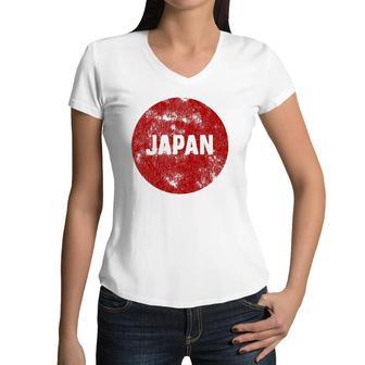 Retro Japanese Flag Of Japan Souvenir Gift Men Women Kids Women V-Neck T-Shirt | Mazezy