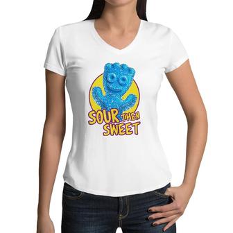 Sour Patch Kids Candy Sour Then Sweet Women V-Neck T-Shirt | Mazezy