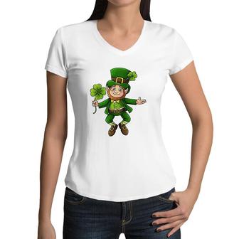 St Patricks Funny Boy Lucky Day Women V-Neck T-Shirt | Mazezy