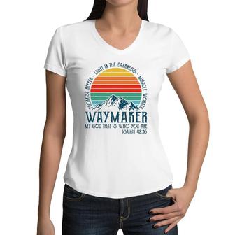 Way Maker Miracle Worker Mens Womens Kids Christian Women V-Neck T-Shirt | Mazezy