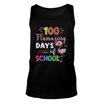 100 Amazing Days Of School Cute Flamingo Student Teacher Unisex Tank Top | Mazezy
