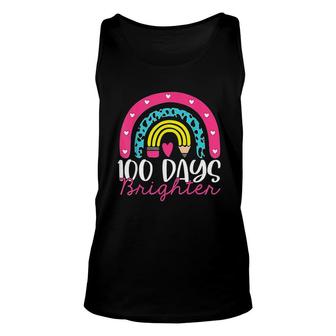 100 Days Brighter Teacher Student 100 Days Of School Rainbow Unisex Tank Top