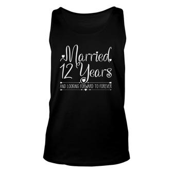 12 Years Married Wedding Anniversary Gift For Her & Couples Unisex Tank Top | Mazezy