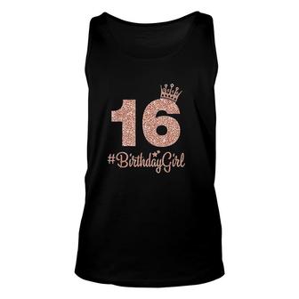 16 Birthday Girl Sweet Sixteen 16th Pink Crown For Girls Unisex Tank Top - Seseable