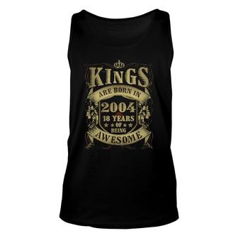 18Th Birthday Vintage Kings Born In 2004 18 Years Old Unisex Tank Top | Mazezy