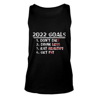 2022 New Year Resolution Goal Eat Drink Be Merry Christmas Unisex Tank Top | Mazezy
