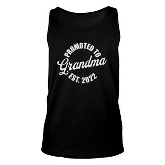 2022 Promoted To Grandma New Grandparent Distressed Style Unisex Tank Top | Mazezy