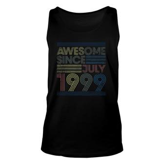 22Nd Birthday Gifts Vintage - Awesome Since July 1999 Ver2 Unisex Tank Top | Mazezy