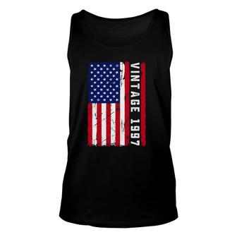 25 Years Old Gifts Vintage 1997 American Flag 25Th Birthday Unisex Tank Top | Mazezy