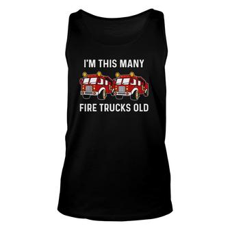 2Nd Birthday Two Years Old Firetruck Firefighting Gift Unisex Tank Top | Mazezy