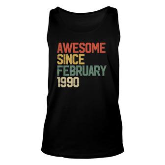 32Nd Birthday Awesome Since February 1990 32 Years Old Tank Top | Mazezy