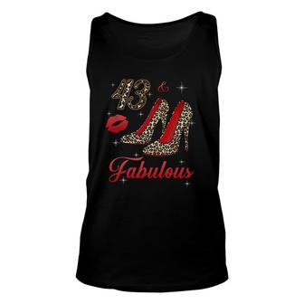 Women 43 And Fabulous Leopard High Heels Happy 43Rd Birthday Tank Top | Mazezy