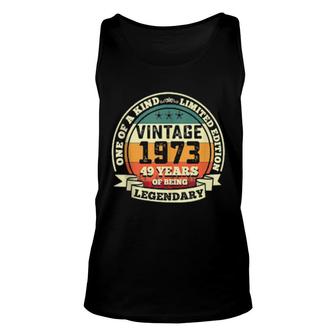49Th Birthday Vintage Retro Legendary 1973 49 Years Old Unisex Tank Top | Mazezy